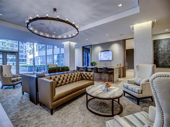 Clubroom With Smart Tv And Fireplace at Via Seaport Residences, Boston, Massachusetts